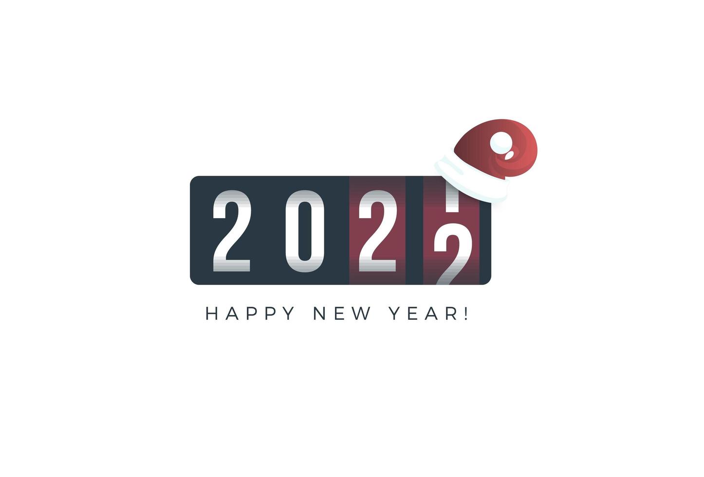 2020 año nuevo. Pantalla de mostrador analógico con gorro de navidad de santa, diseño de estilo retro. ilustración vectorial vector