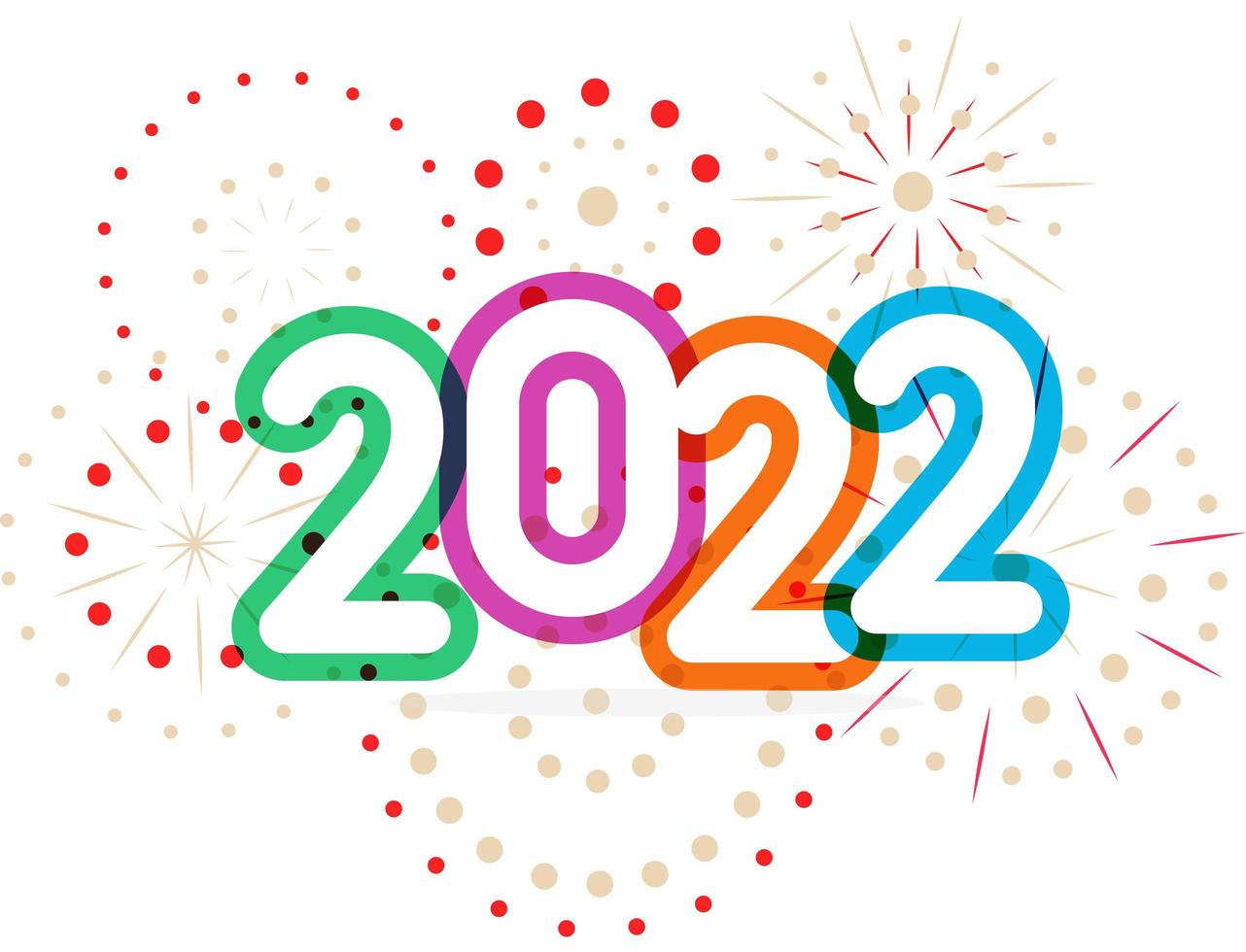 Tarjeta de celebración de feliz año nuevo, calendario de portada, pancarta,  póster, números de color 2022 con fuegos artificiales, ilustración  vectorial. 4297691 Vector en Vecteezy