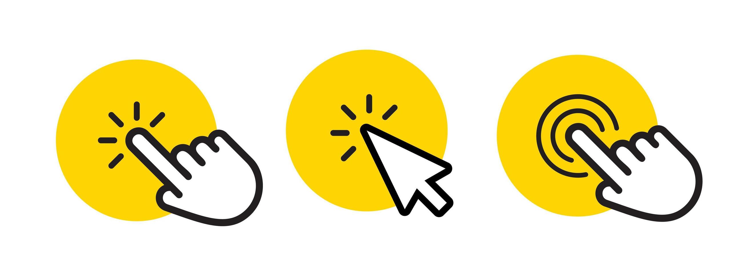 Click poineter icons set, cursor and point web graphic element, buttons template. Vector icons set