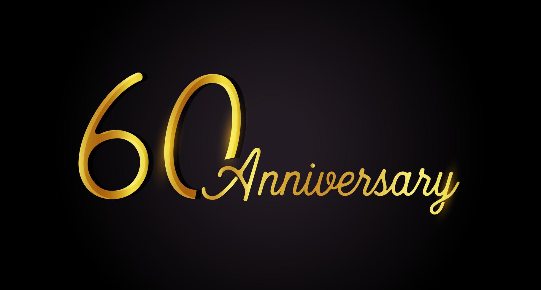 60 anniversary logo concept. 60th years birthday icon. Isolated golden numbers on black background. Vector illustration. EPS10.