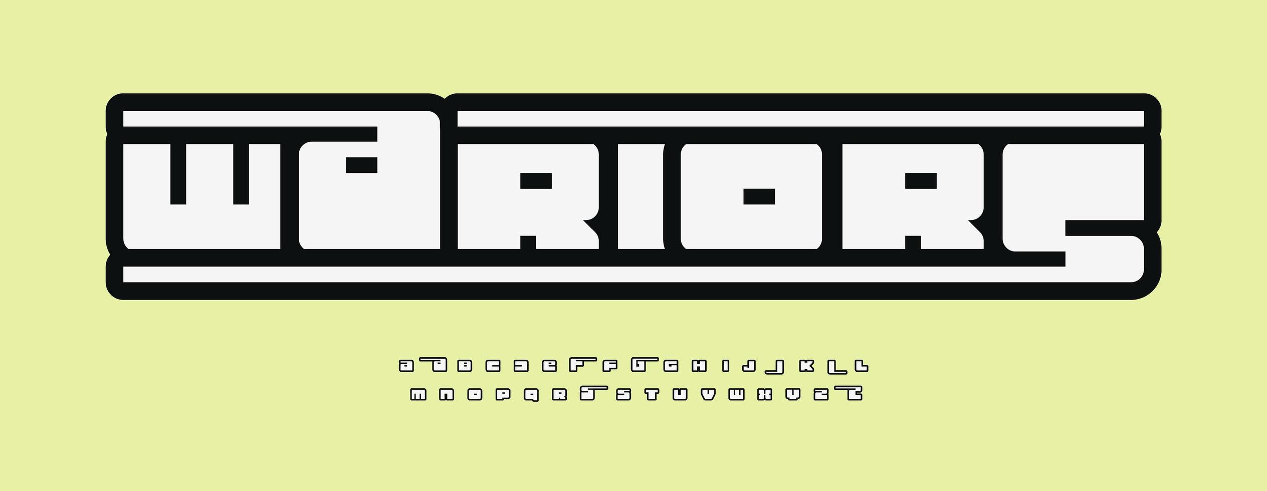 alfabeto modular moderno, letras blancas con contorno negro, tipo de estilo minimalista geométrico para logotipo de automóvil moderno, gran título, monograma, letras de juegos y tipografía. diseño moderno de fuente en negrita vector