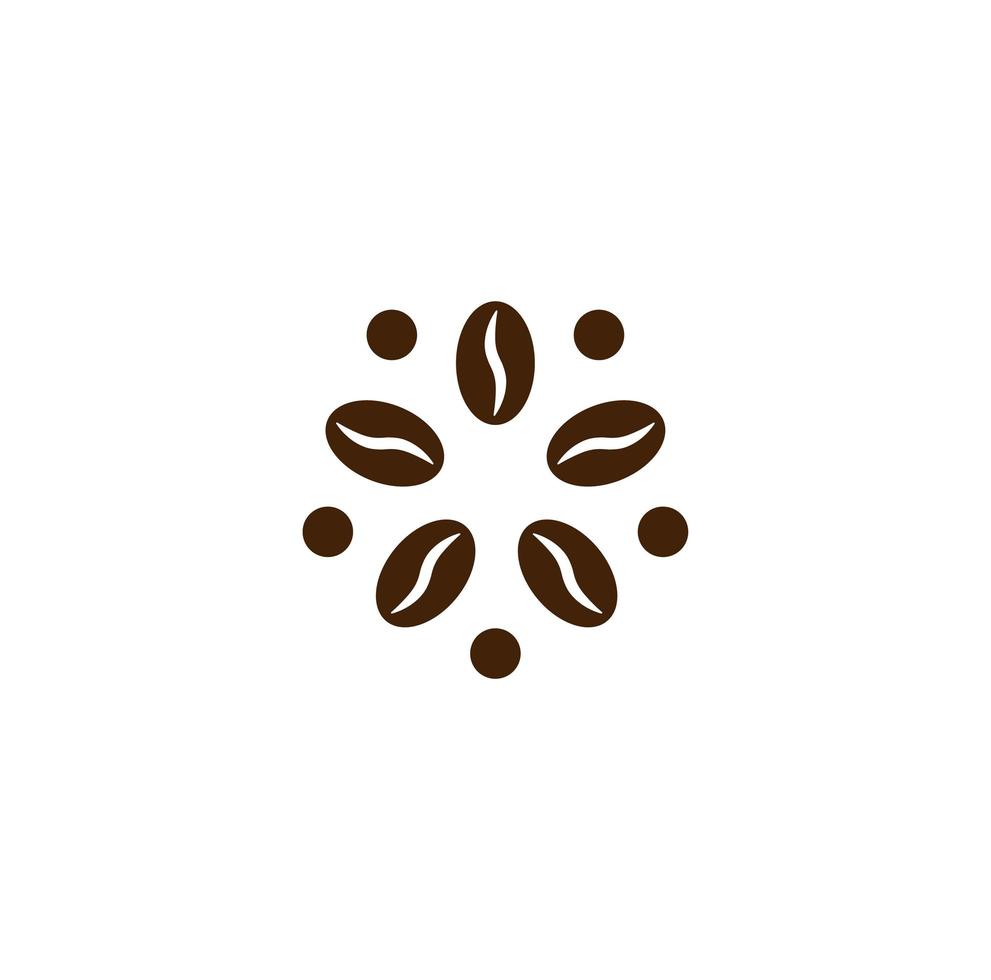 Coffee logo, modern concept. Coffee bean icon. Abstract energy drink logo template. Isolated vector emblem on blank background.