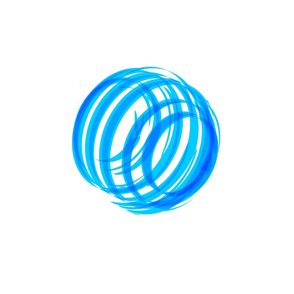 Abstract blue circle shape, logo concept. Global network icon template. Blue round emblem on white background, isolated vetor illustration. vector