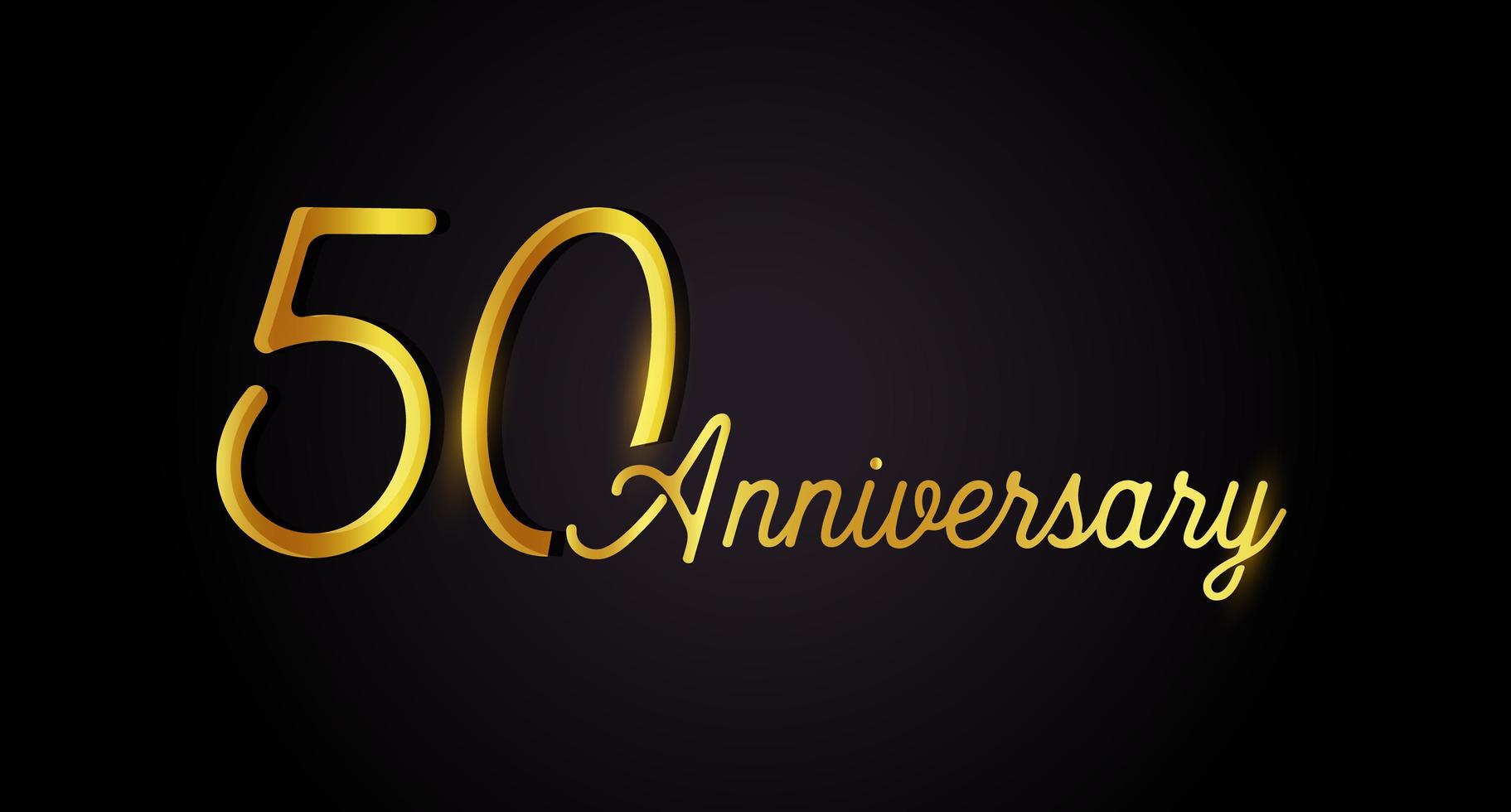 Concepto de logo de 50 aniversario. Icono de cumpleaños de 50 años. números de oro aislados sobre fondo negro. ilustración vectorial. Eps10. vector