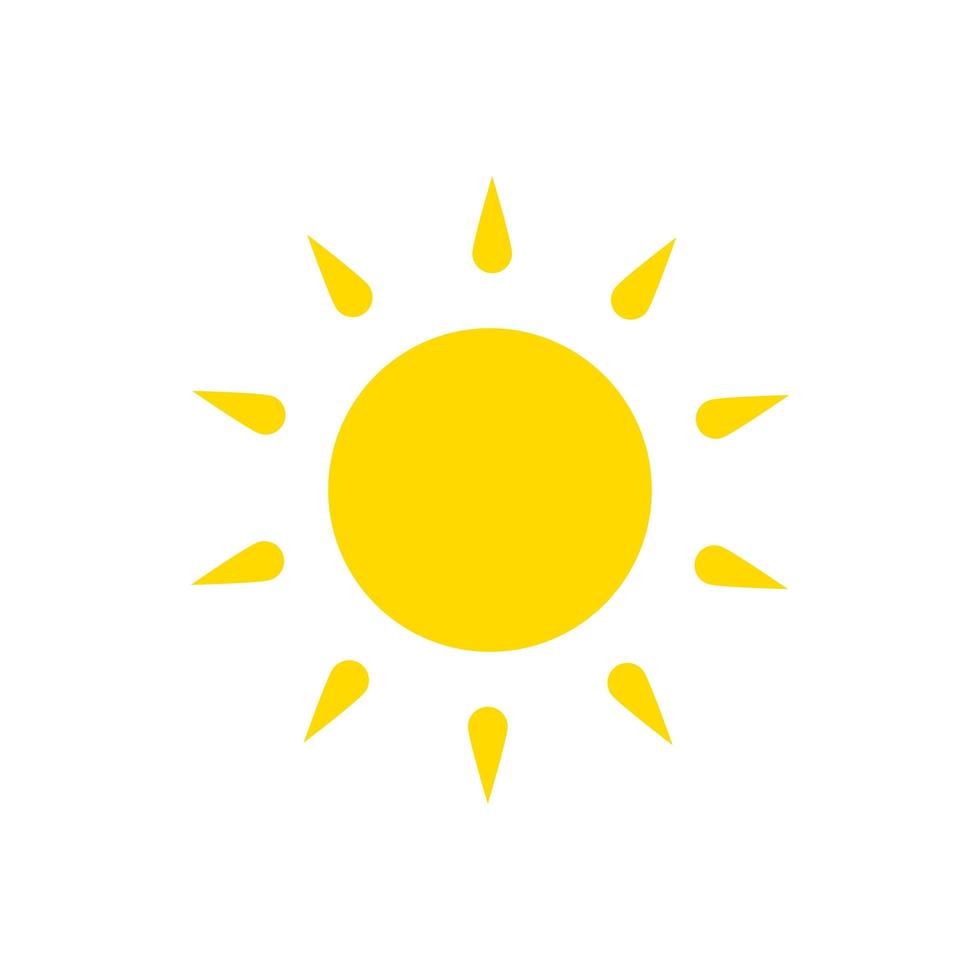 Summer symbol. Sun modern icon. Sunny circle shape. Isolated vector logo concept on white background