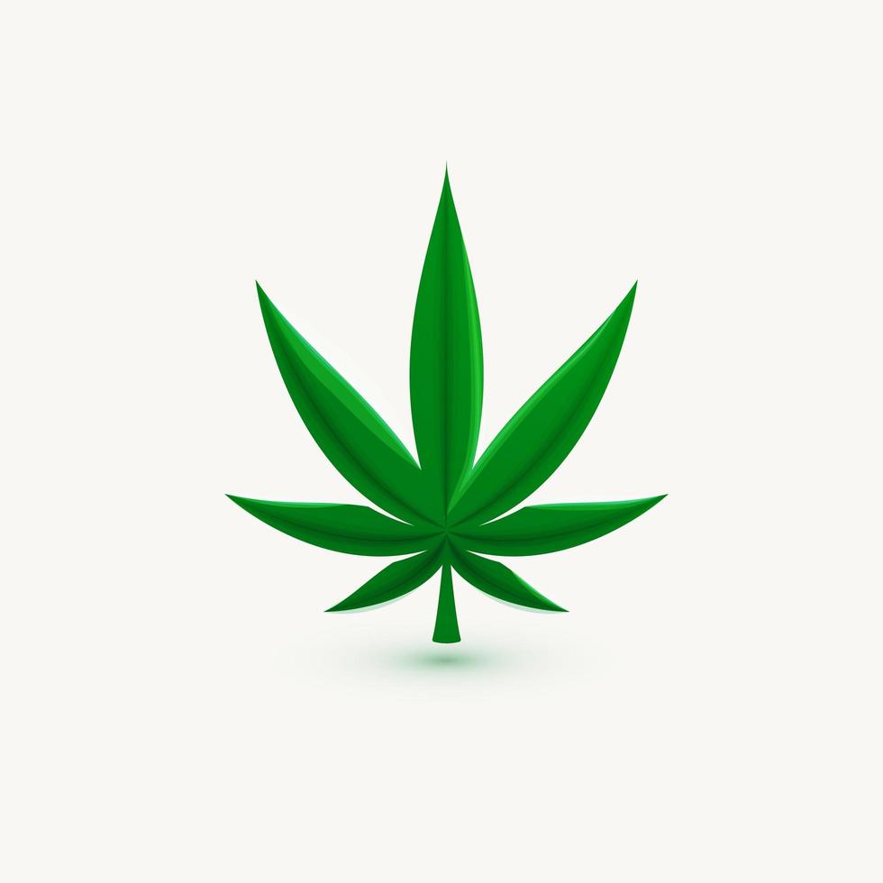 Hemp leaf, marijuana symbol, cannabis herb, isolated vector icon, logo template.