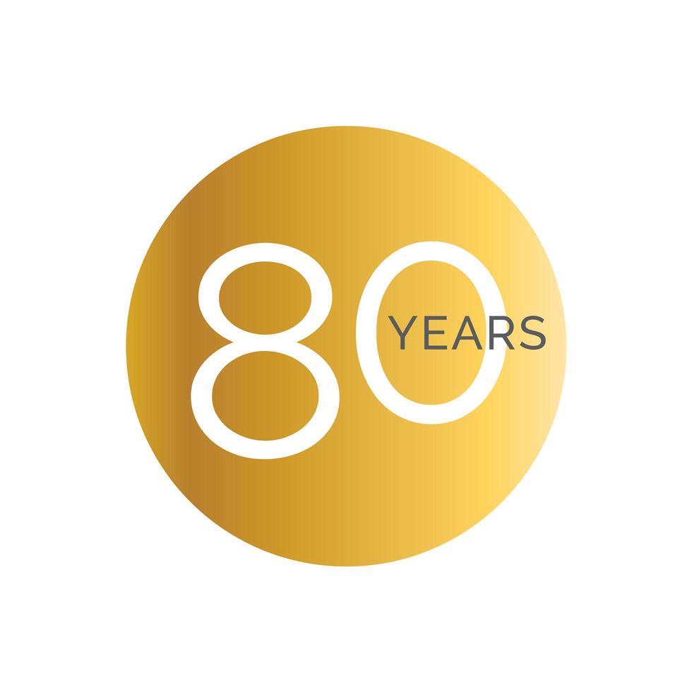 Plantilla de banner de oro de 80 aniversario, etiquetas de 80 aniversario, logotipo de cumpleaños empresarial, ilustración vectorial vector
