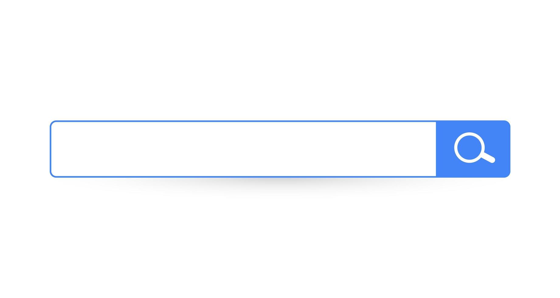 Search bar. Horizontal linear border with text input field, magnifying glass icon in frame. Simple flat searching button design for seo, networking technology, web ui, internet navigation, web browser vector