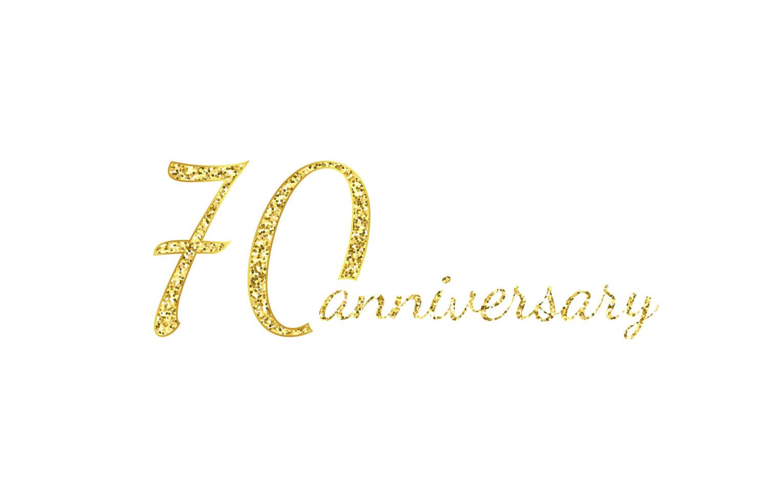 70 anniversary logo concept. 70th years birthday icon. Isolated golden numbers on black background. Vector illustration. EPS10.