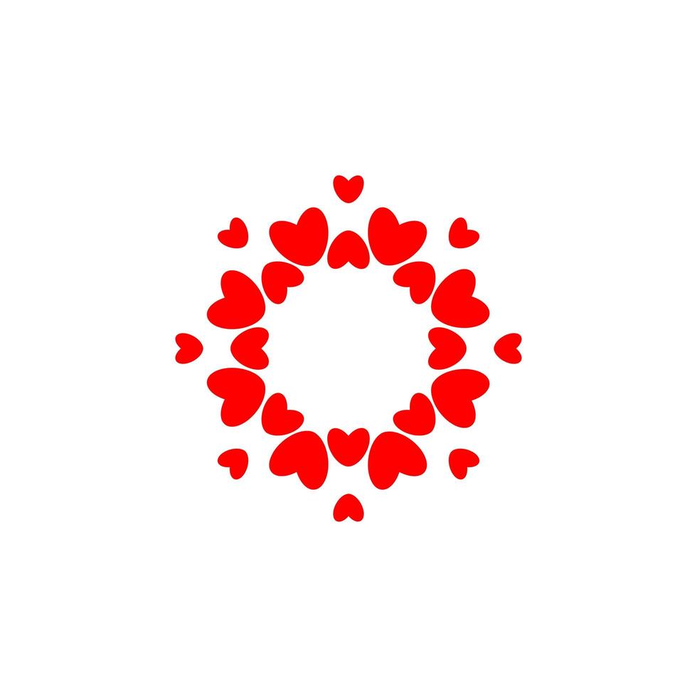 logotipo de amor abstracto. círculo de corazones. marco para foto de amor. símbolo de familia feliz. vector plantilla de emblema aislado sobre fondo blanco.