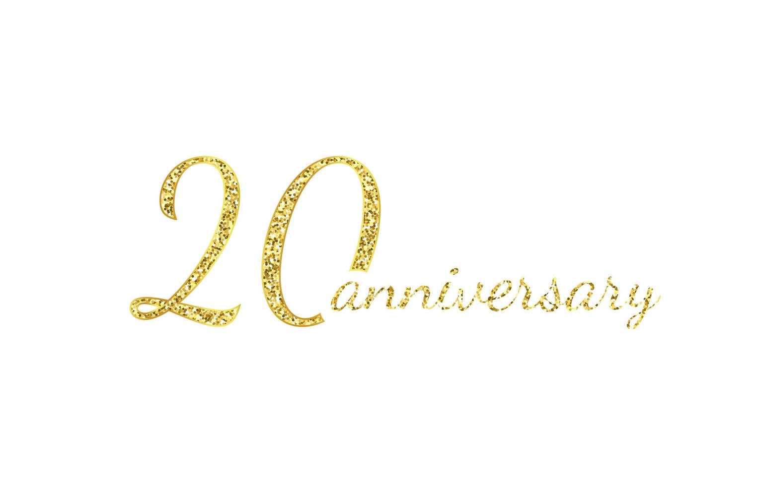 20 anniversary logo concept. 20th years birthday icon. Isolated golden numbers on black background. Vector illustration. EPS10.