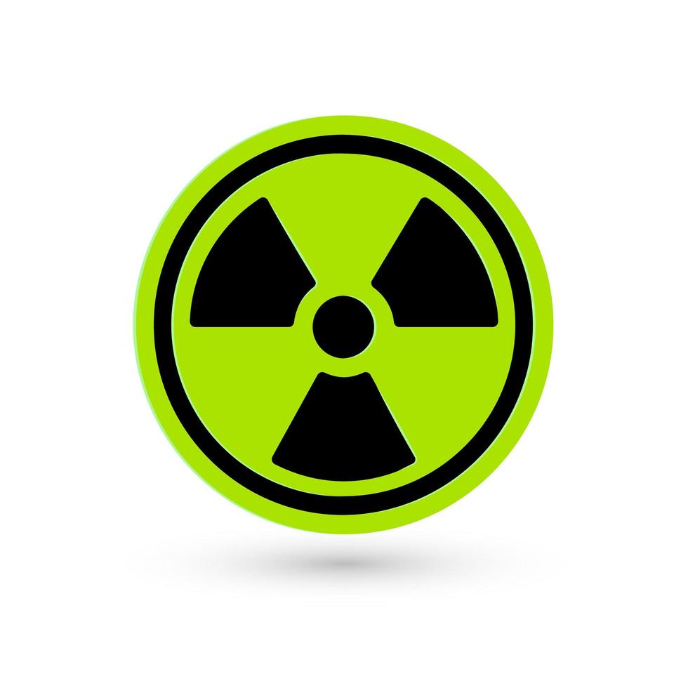 icono de vector verde tóxico. pictograma de radiación. símbolo de advertencia de peligro biológico. tecnología de reactor atómico de ciencia simple logotipo químico aislado