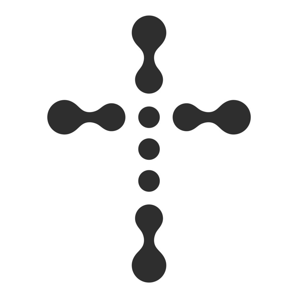 símbolo cristiano, puntos de conexión negros cruz icono. plantilla de logotipo de la iglesia. ilustración vectorial aislada. vector