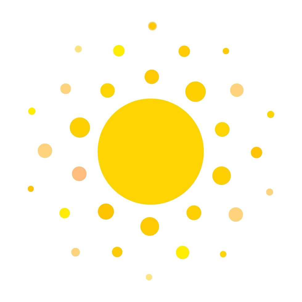 Summer symbol. Sun modern icon. Dots and points sunny circle shape. Isolated vector logo concept on white background