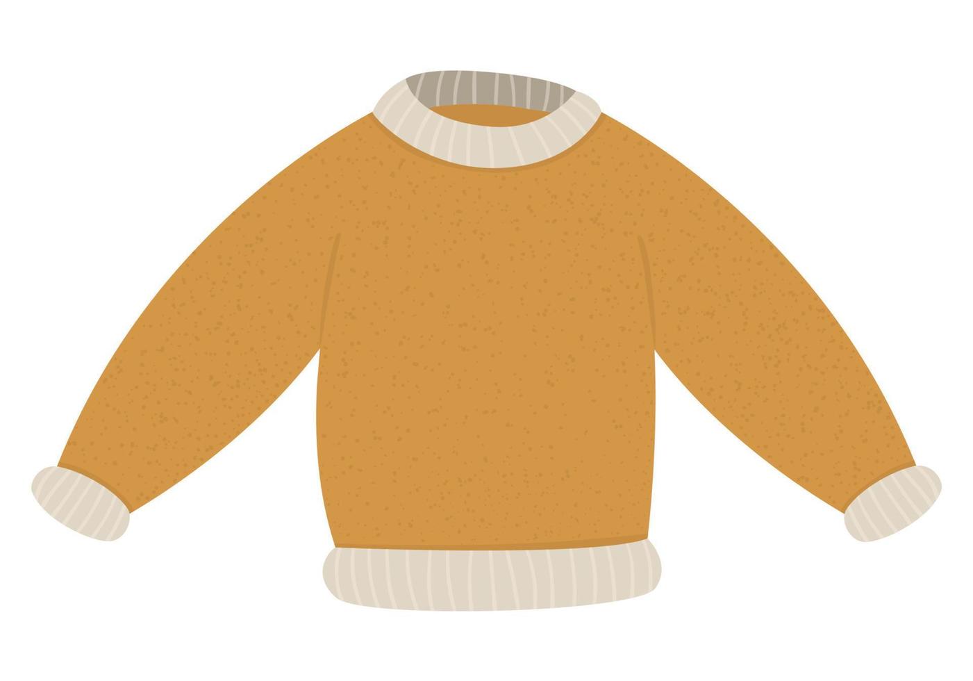 Winter clothes illustration. Vector sweater for cold weather isolated on white background. Flat picture of cozy jumper.