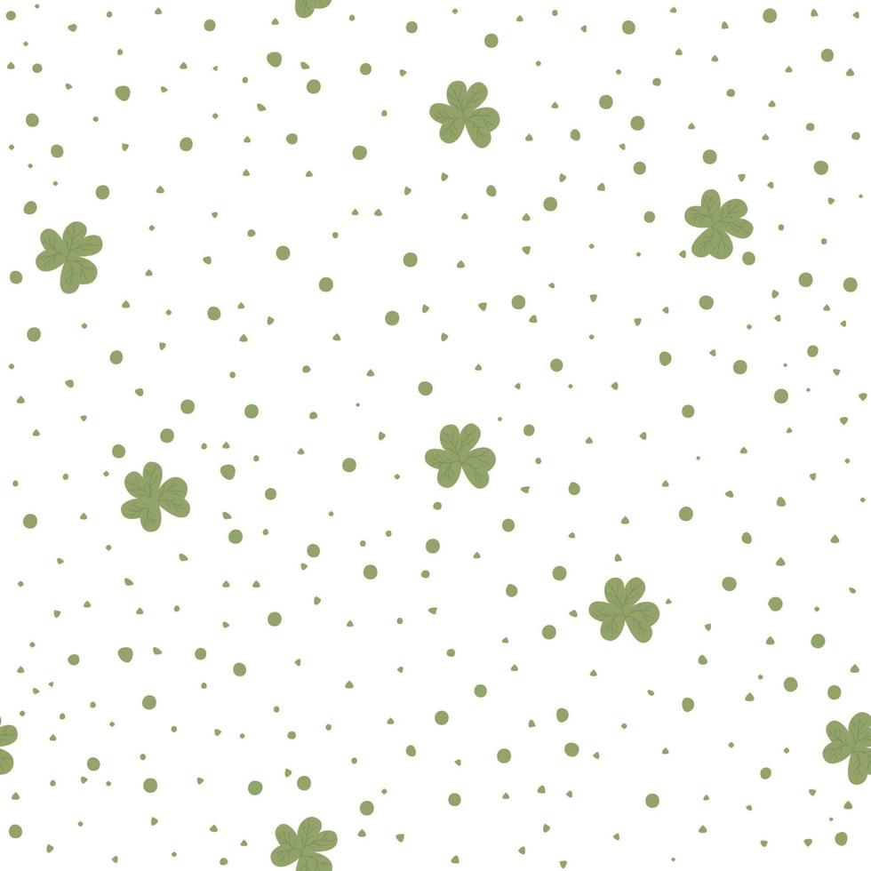 patrón transparente de vector con hojas de trébol y textura verde. lindo fondo de primavera. símbolo del día de San Patricio. concepto de fiesta nacional irlandesa.