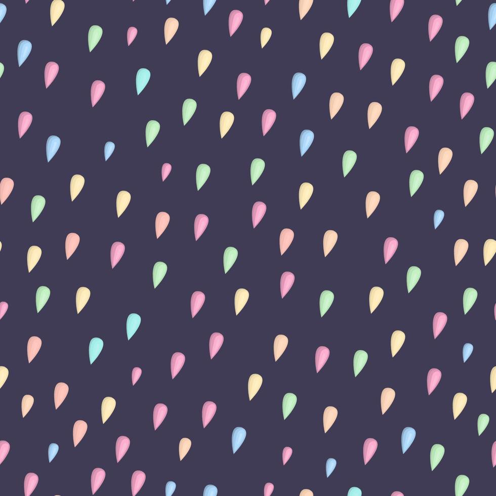 Vector seamless pattern with colored raindrops. Magical unicorn themed repeat background. Good for children textile, clothes, stationery.