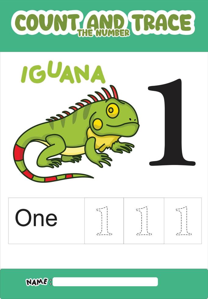 number trace and color iguana number 1 vector