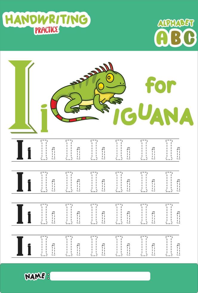 trace letter i with iguana vector