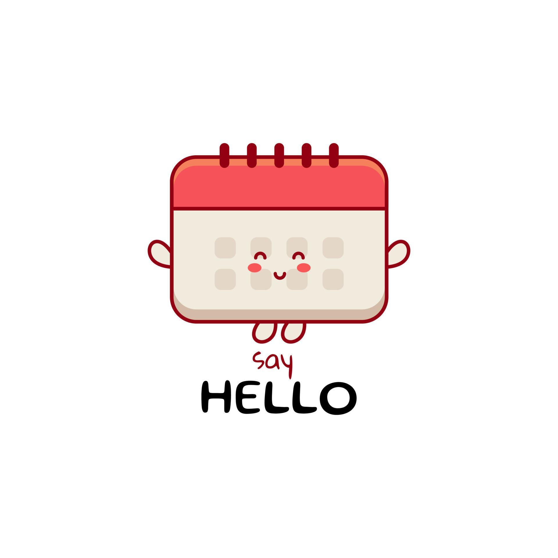 Cute funny calendar character. Vector hand drawn cartoon mascot