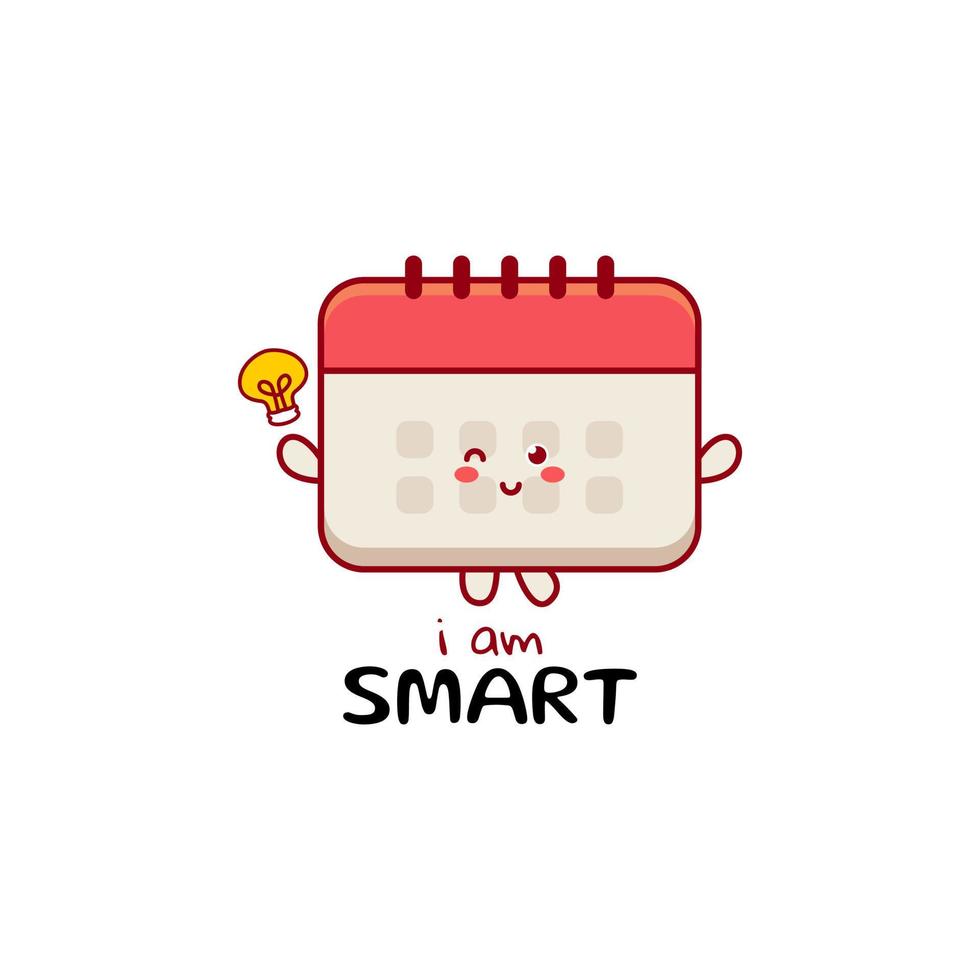 Cute funny calendar character. Vector hand drawn cartoon mascot