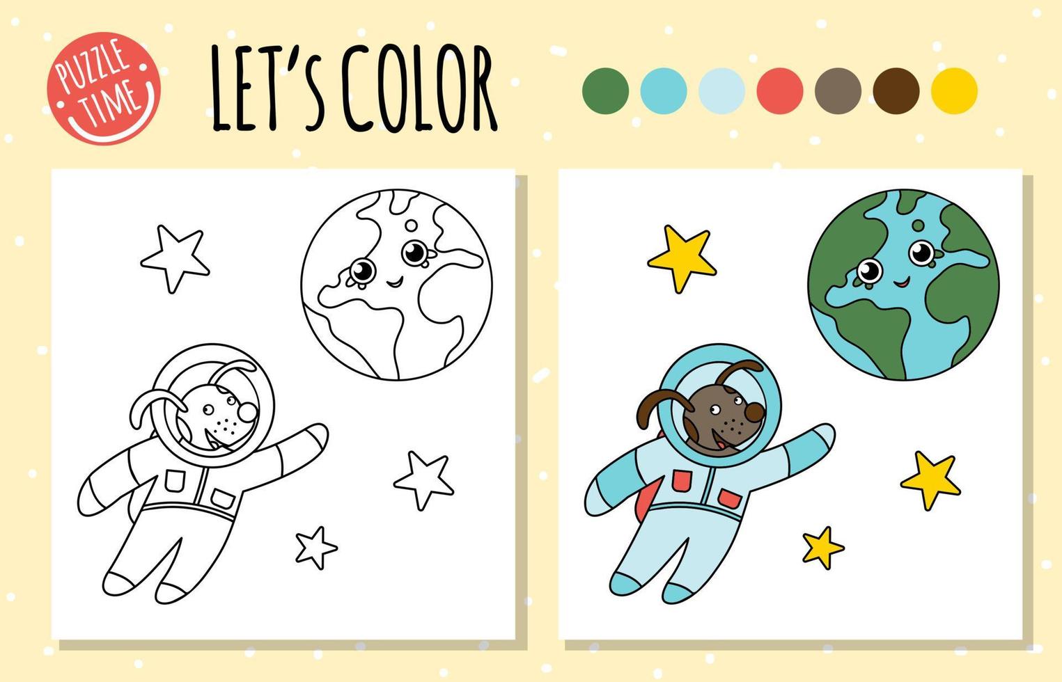 libro para colorear con astronauta y tierra. vector