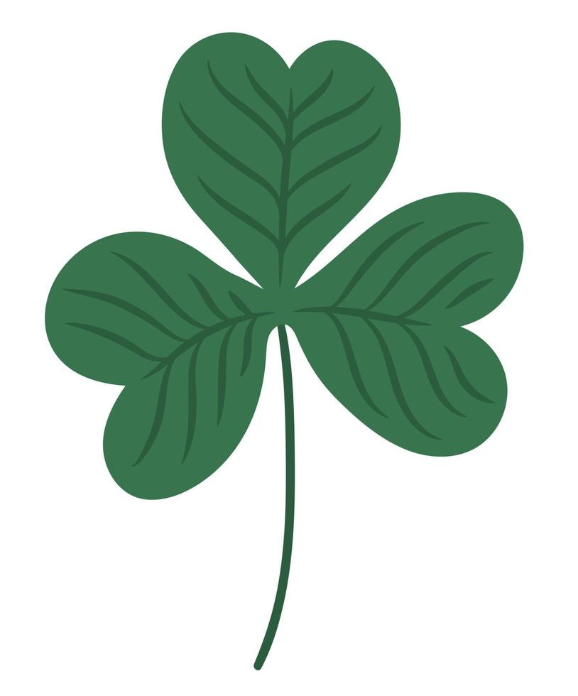 Ilustración de hoja de trébol plano de vector. lindo icono de primavera. S t. símbolo del día de San Patricio. concepto de fiesta nacional irlandesa. prediseñadas de planta verde aislado sobre fondo blanco. vector