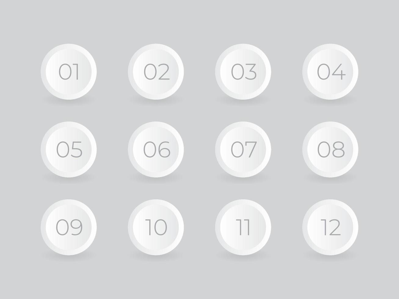 circular number bullet point from one to twelve vector