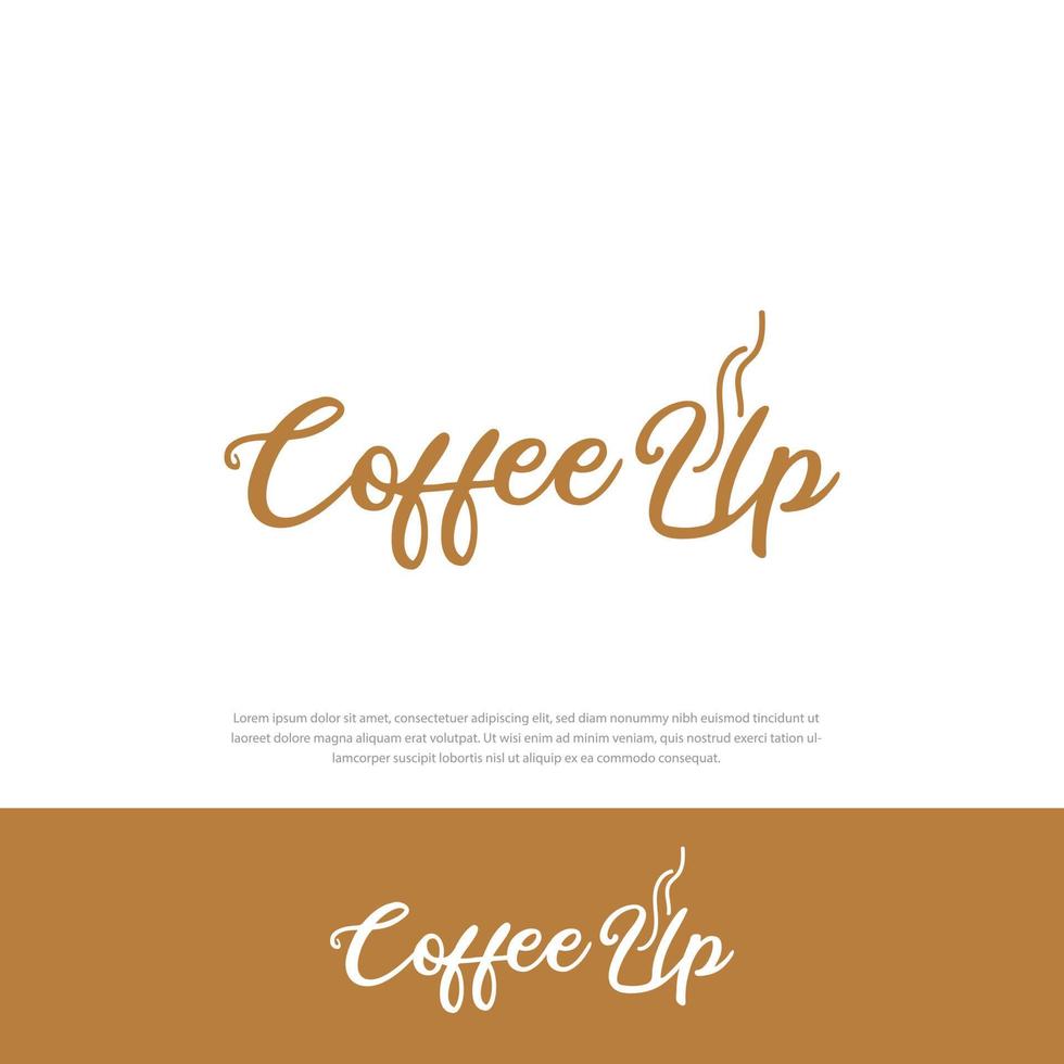 Logotipo o emblema de signo de palabra de café y vapor en él vector