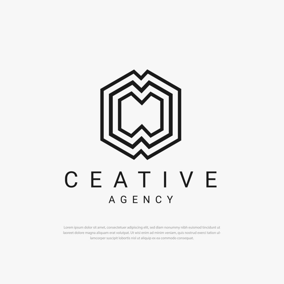 Three hexagon vector logo, Abstract Geometric polygonal hexagon Logo. Vector logo template