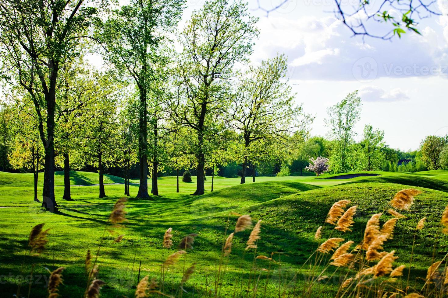 antiguo y hermoso campo de golf lleno de baches foto