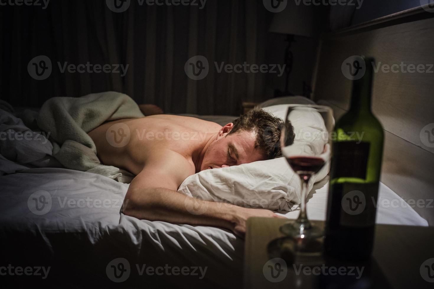 Lonely Drunk Man Sleeping photo