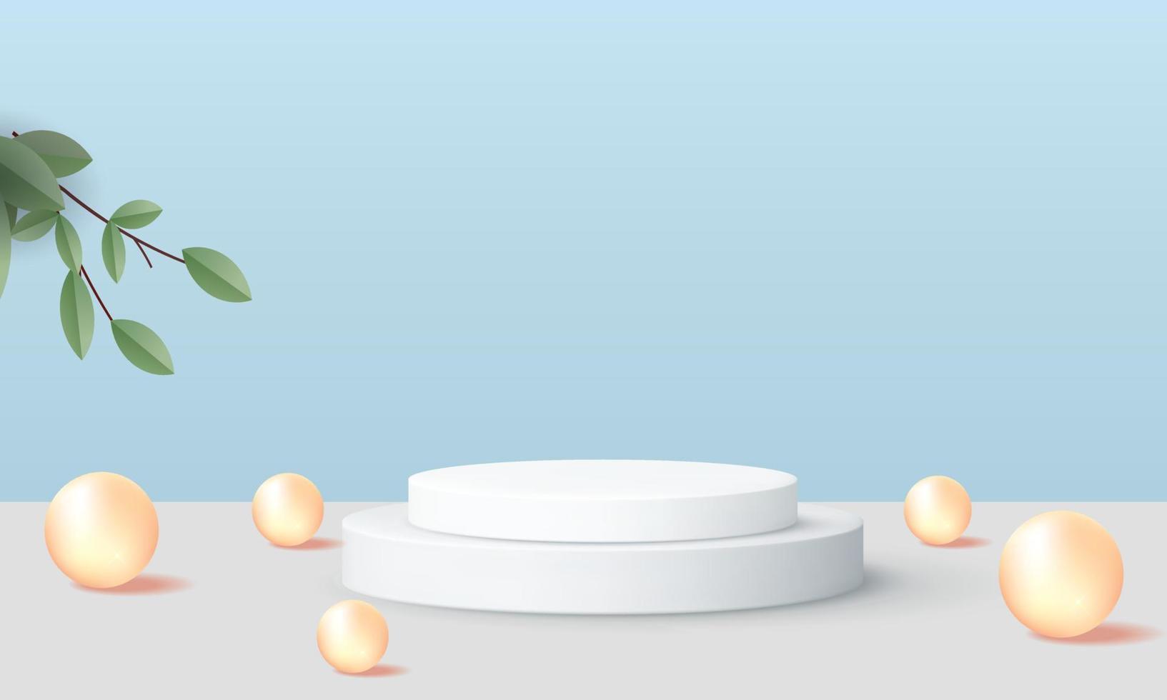 podium white show product minimal add object natural plant background mockup cosmetic. vector