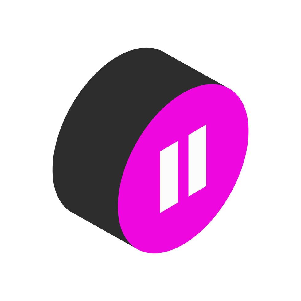 Isometric pause button on background vector