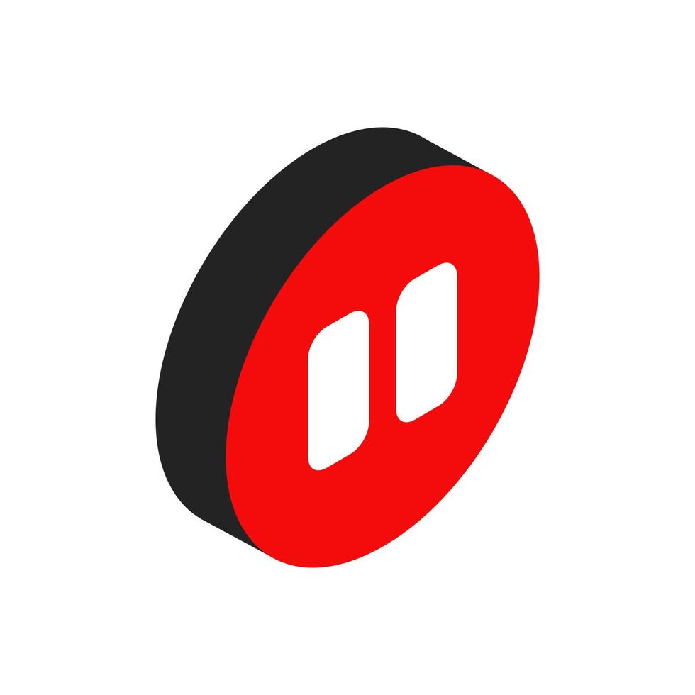 Isometric pause button on background vector