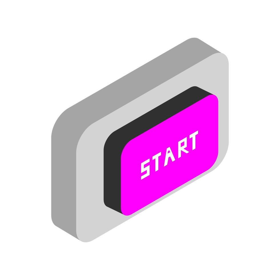 Isometric start button on background vector