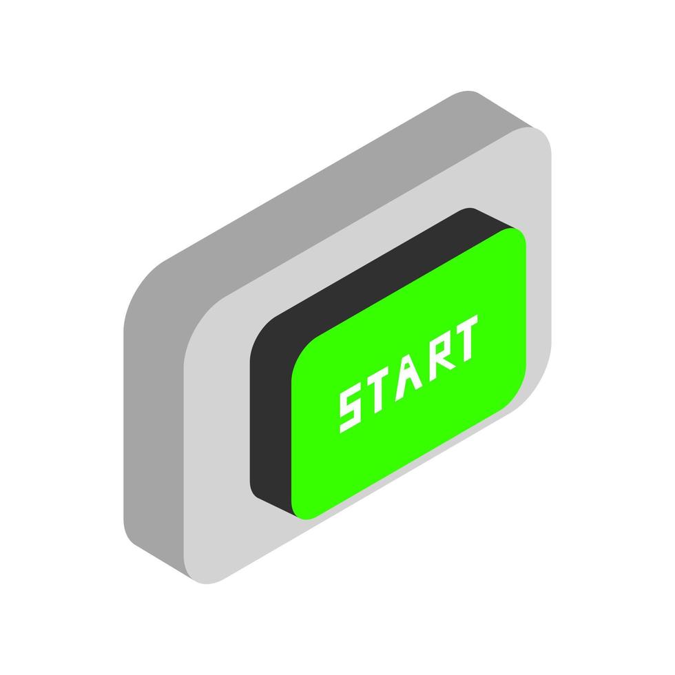 Isometric start button on background vector