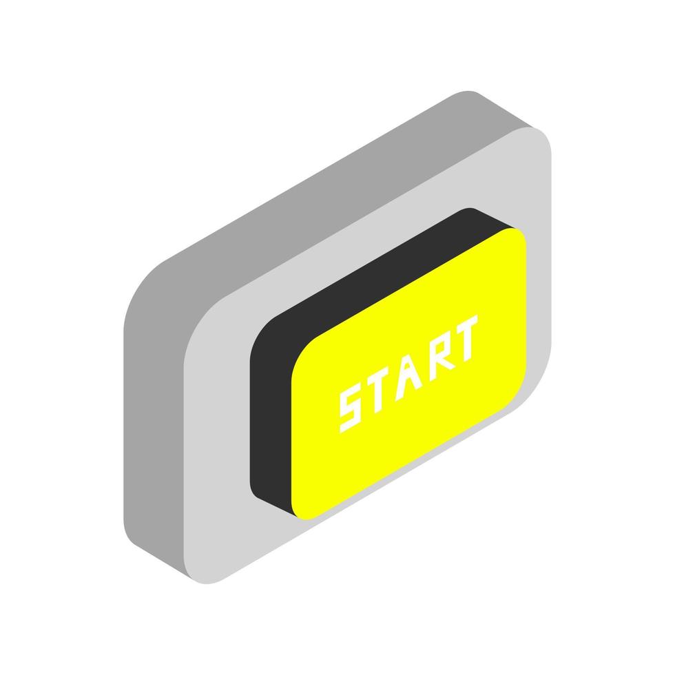 Isometric start button on background vector