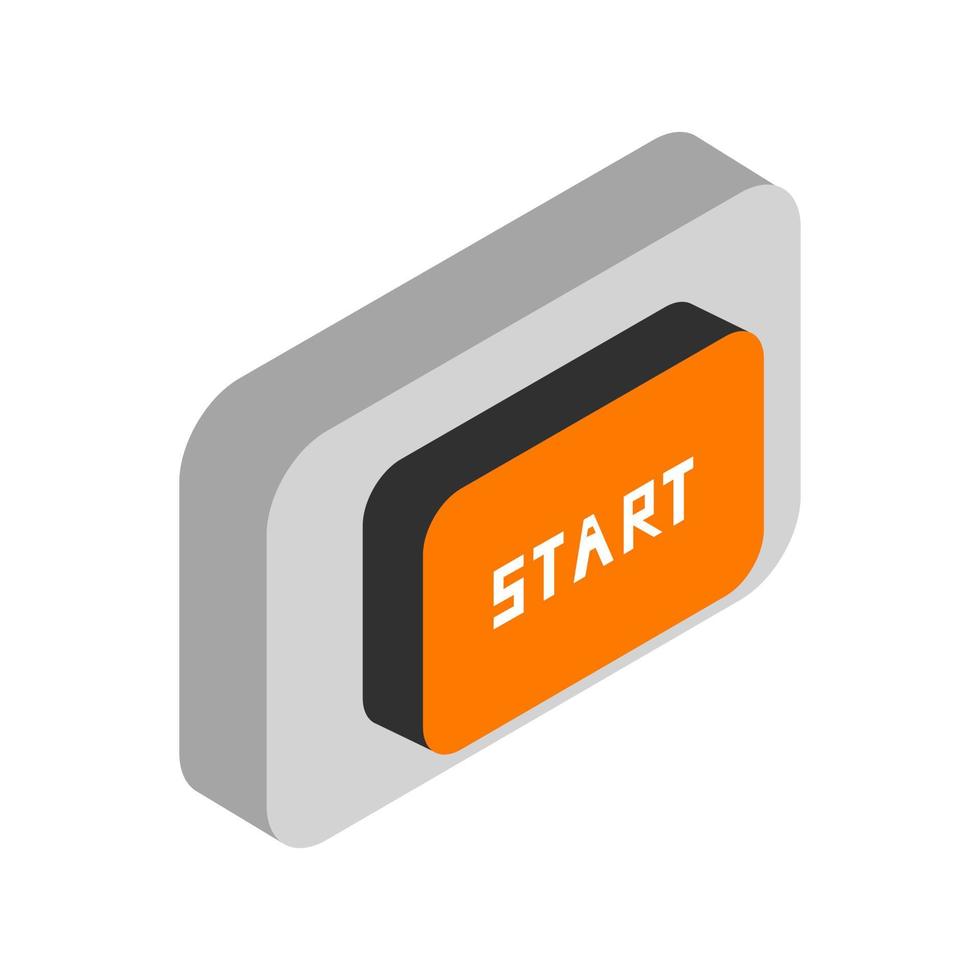 Isometric start button on background vector