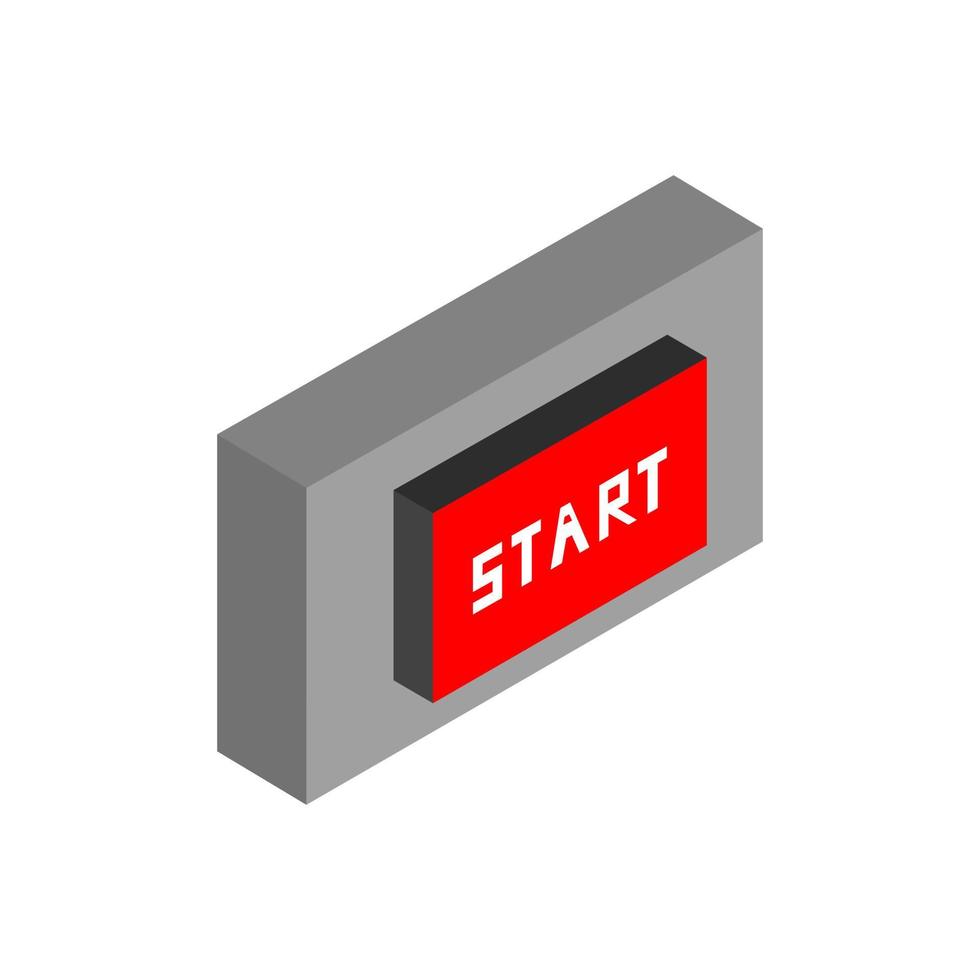 Isometric start button on background vector