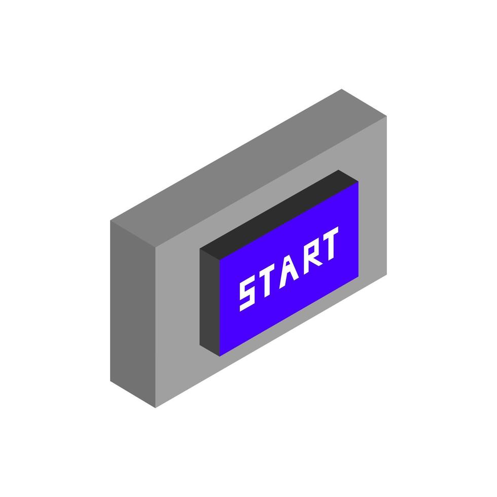 botón de inicio isométrico en el fondo vector