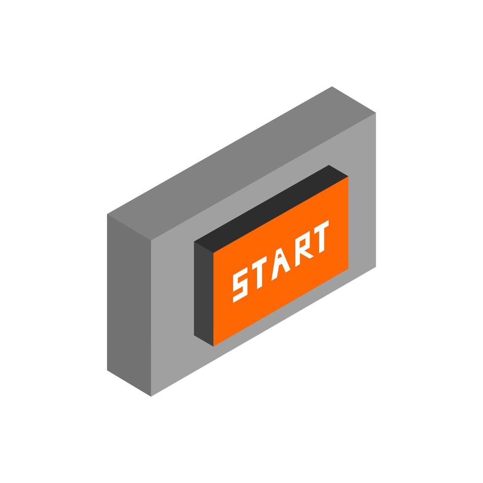 Isometric start button on background vector