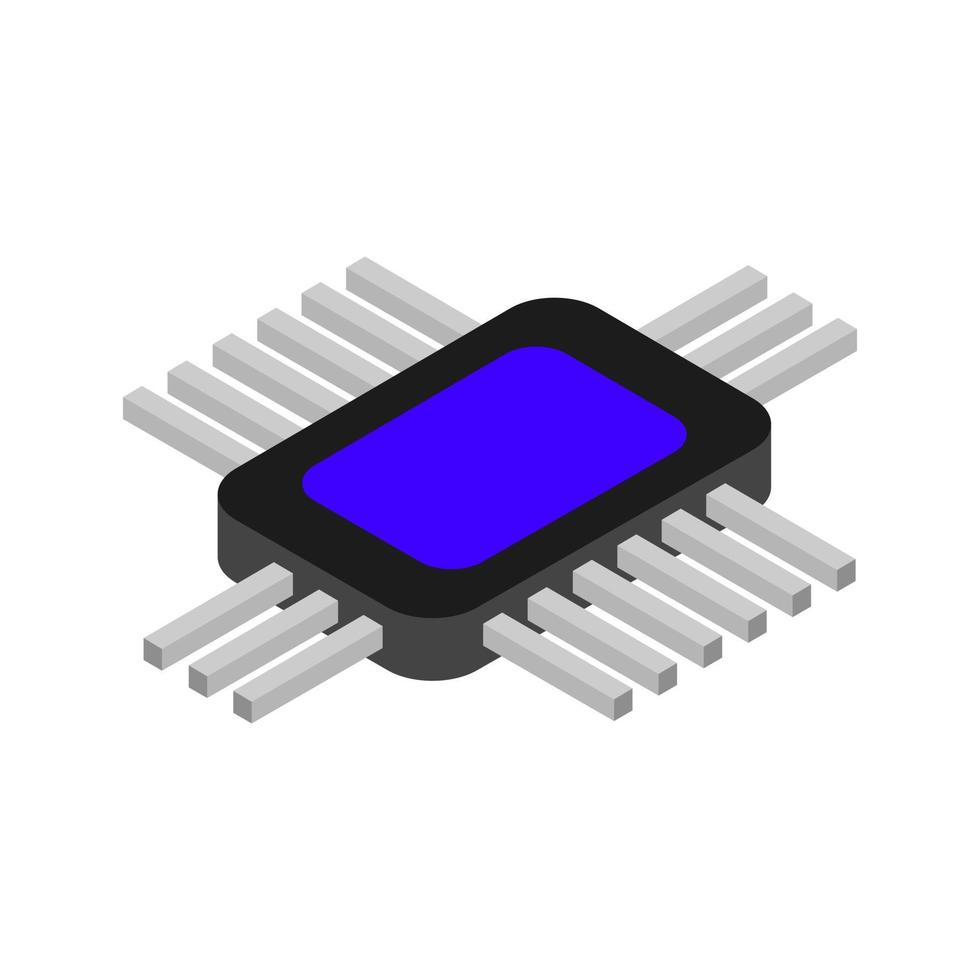 microchip isométrico en el fondo vector