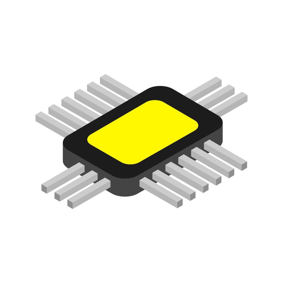 microchip isométrico en el fondo vector