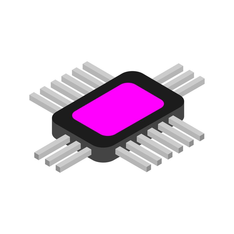 microchip isométrico en el fondo vector