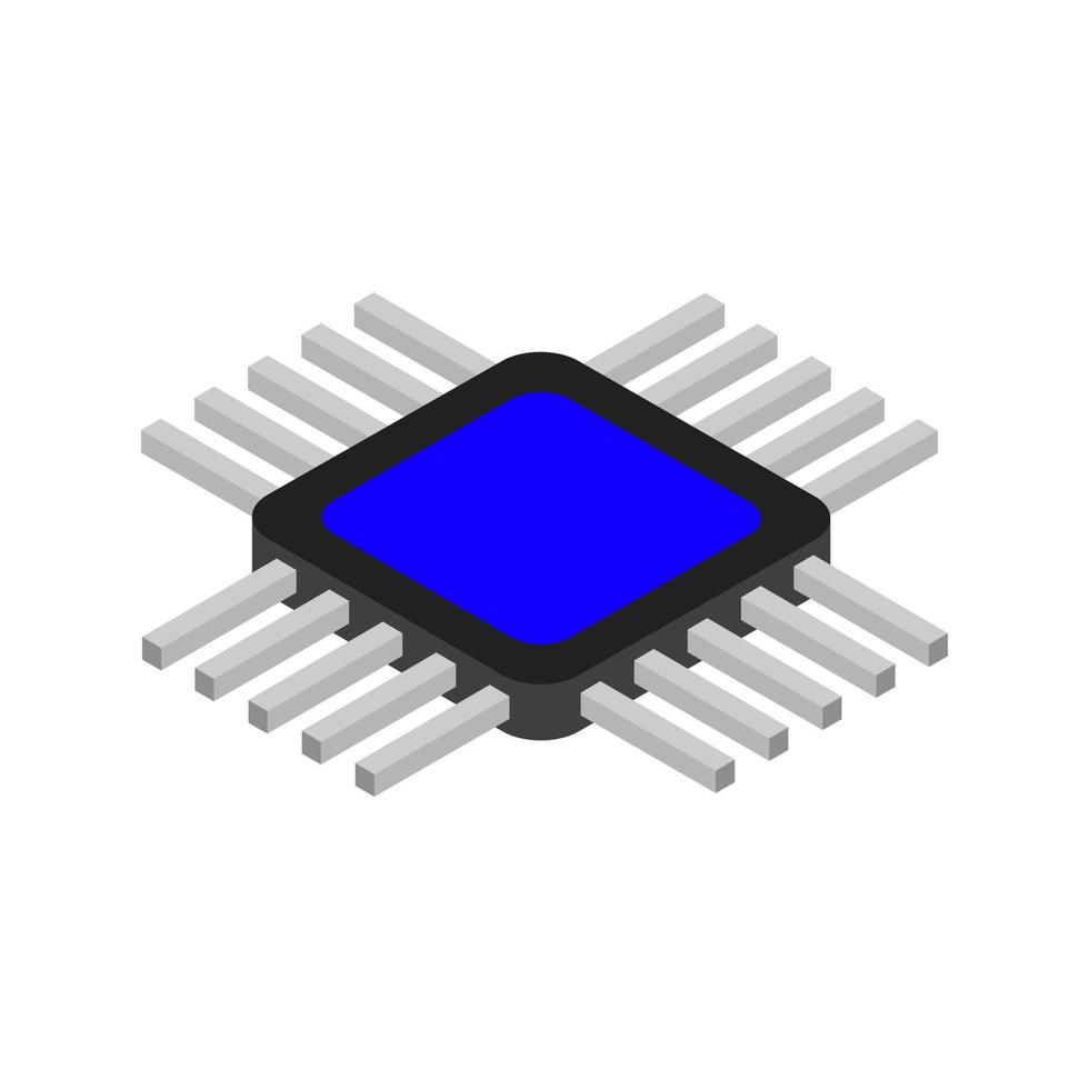 microchip isométrico en el fondo vector