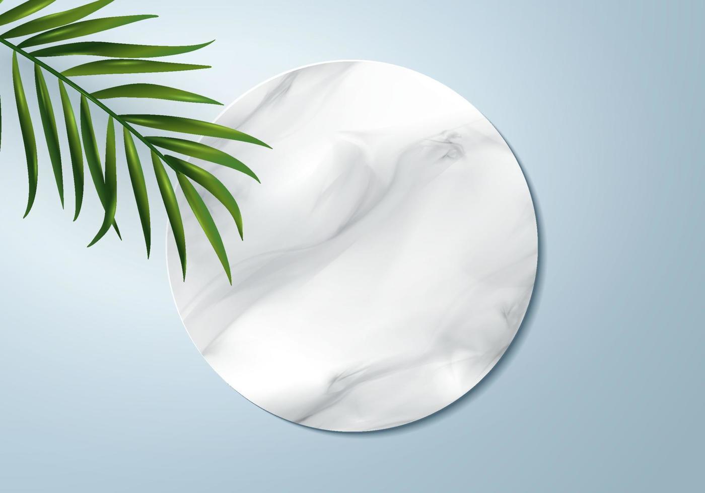 Vector de fondo de venta tropical de verano 3d. vista superior en hojas de palmera, hoja de monstera, fondo 3d azul para impresiones enmarcadas de pared, impresiones en lienzo, póster, telón de fondo tropical. insignia promocional de banner para vacaciones