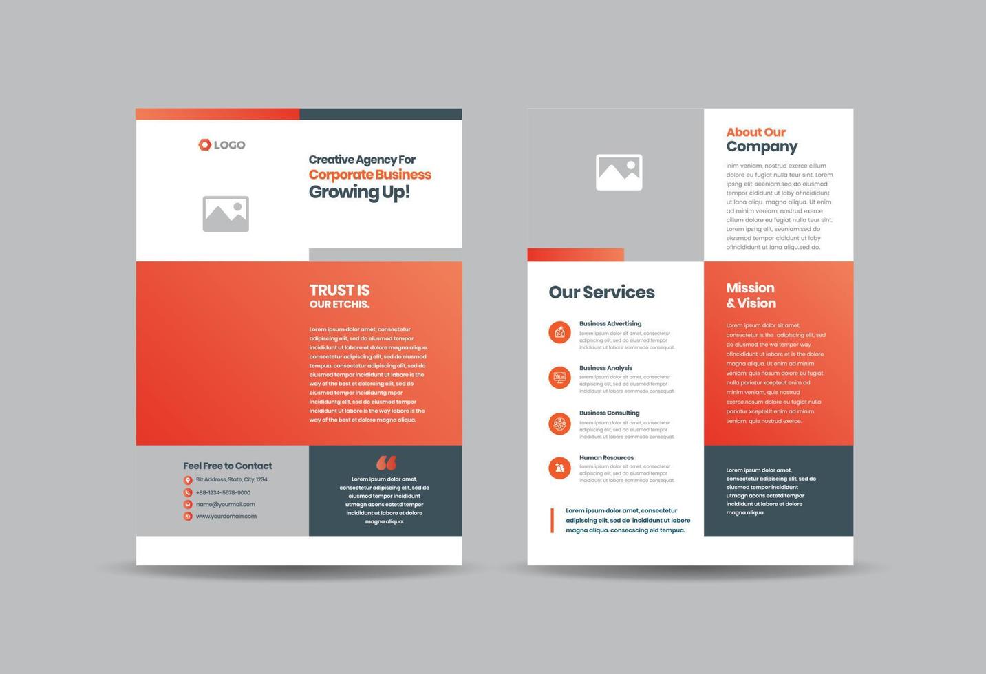 Corporate Business Flyer Design or Handout and leaflet design or Marketing sheet Brochure Design vector