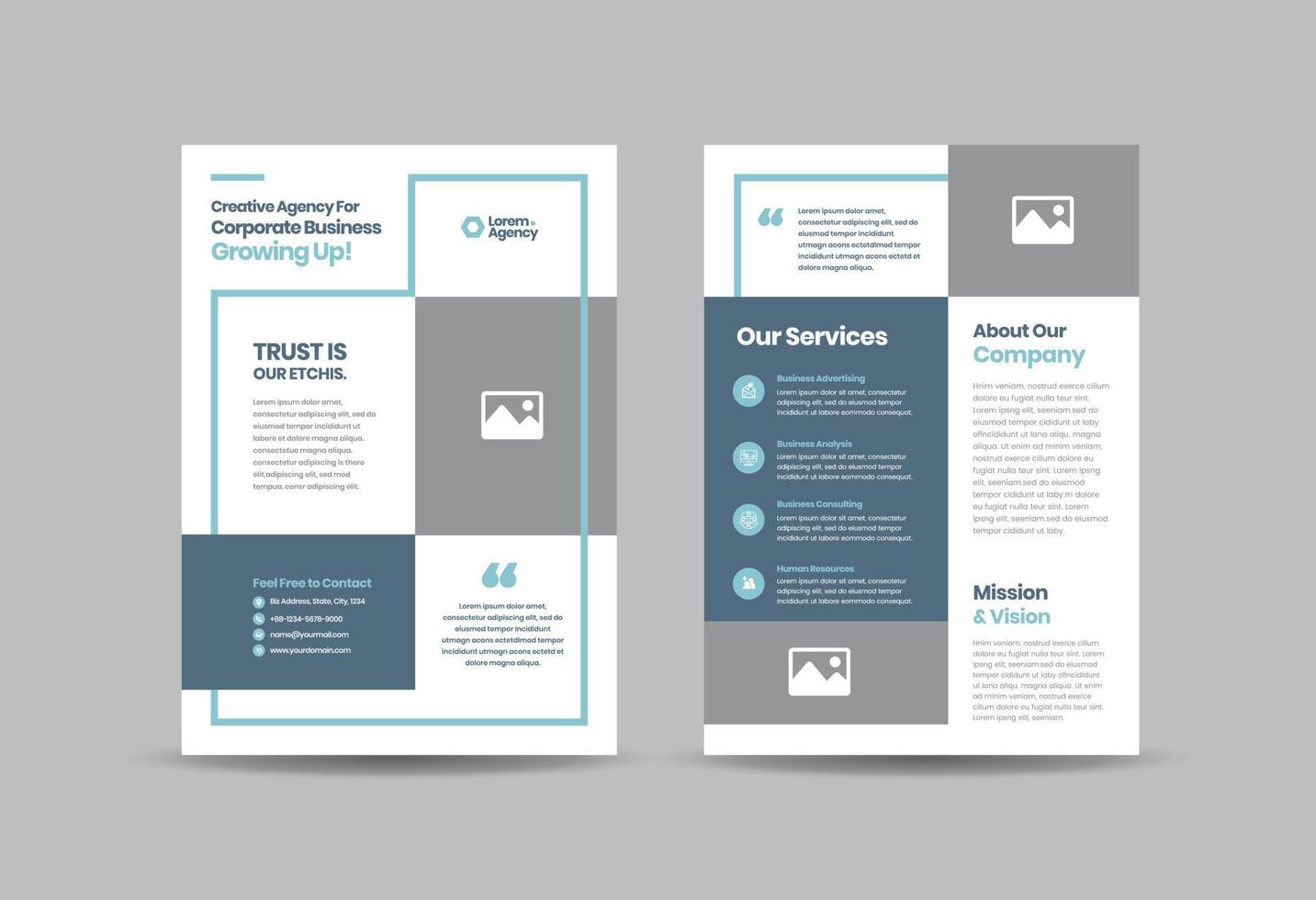 Corporate Business Flyer Design or Handout and leaflet design or Marketing sheet Brochure Design vector