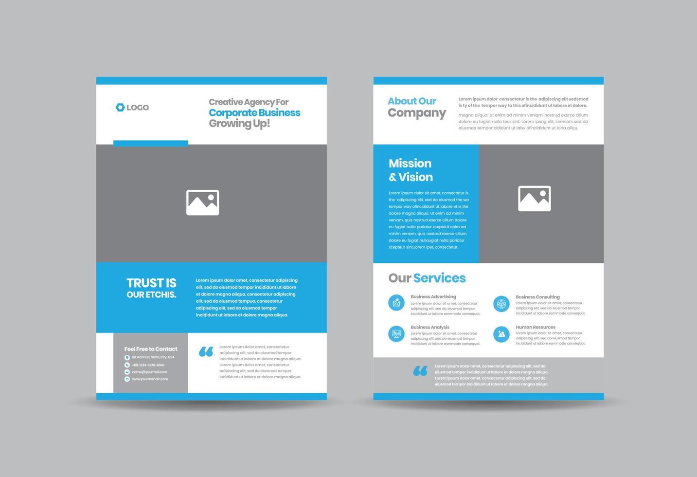 Corporate Business Flyer Design or Handout and leaflet design or Marketing sheet Brochure Design vector